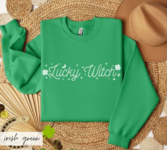 Lucky Witch Sweater, Cute Witchy St Patricks Day Sweatshirt, Making Luck Crewneck Sweatshirt, Funny Sarcastic Witch St. Patty's Day Sweater
