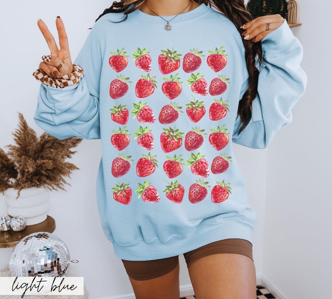Painted Strawberries Sweater, Strawberry Aesthetic Cottagecore Clothes ...