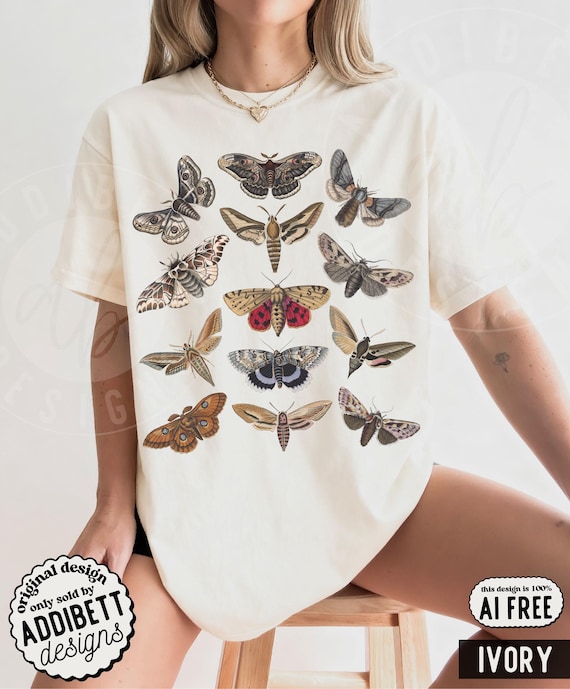 Comfort Colors Moth Illustrations Shirt : Mirrored Vintage Illustrations Entomology Tee