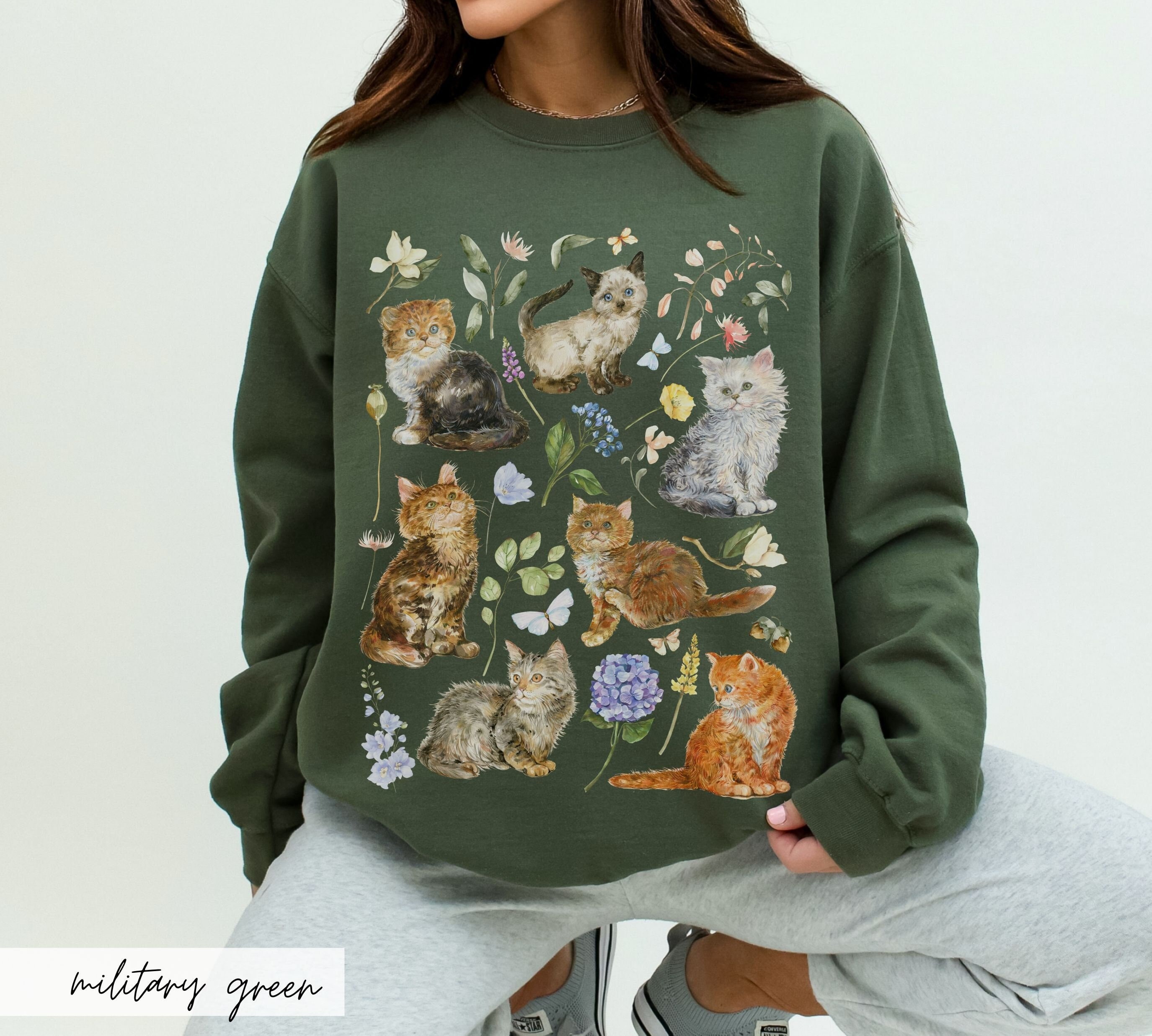 vintage cat × fish × flower sweat Retro Cat Sweater | Perfect Cat Moms & Dads Gifts – Meowgicians™