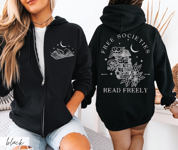 Bookish Celestial Zip Up Hoodie: Boho Banned Books Protest