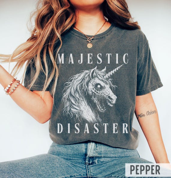 Comfort Colors Majestic Disaster Shirt : Gothic Horror Zombie Unicorn Tee