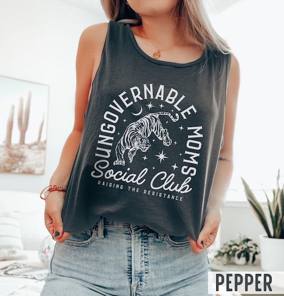 Comfort Colors 'Ungovernable Moms Social Club' Tank Top : Celestial Resistance Tiger Mom Tanktop
