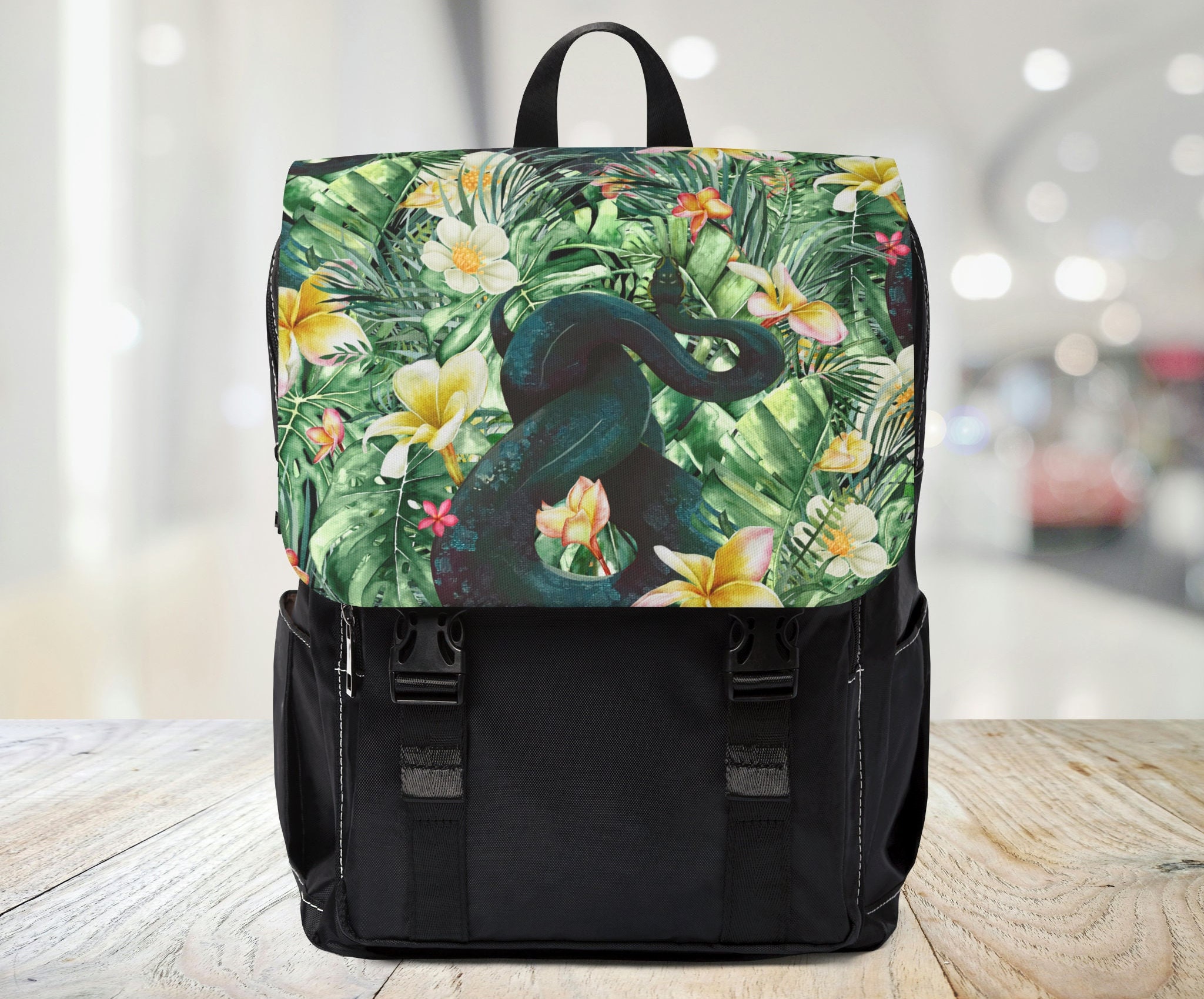 Oversized Canvas Drawstring Backpack, Designer Rucksack, Unique Vegan Yoga  Bag, Ethereal Golden Palm Leaf Painting, Gift for Her 