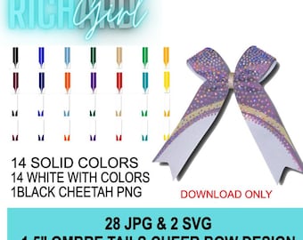 Ombre-staarten 1,5" strass cheer Bow ontwerp SVG (digitale download)