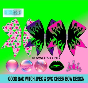 Diseño de lazo de alegría de bruja mala buena en formato JPEG y SVG con corona de diamantes de imitación svg