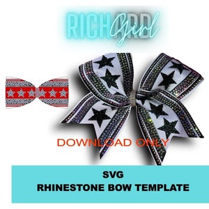 Star cheer bow template rhinestone design SVG tailless and with tails