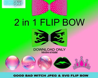 Good Bad Witch FLIP bow design in SVG with JPEG Bubbles