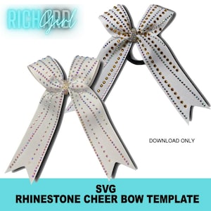 Diseño de lazo de animadora con diamantes de imitación de 1.5" para la universidad en formato SVG.
