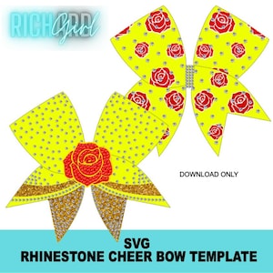 Rose princess or villain Rhinestone Cheer bow SVG template