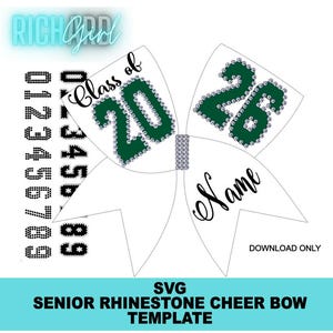 Senior Year Cheer Bow of Softbal Bow Strass sjabloon SVG-ontwerp downloaden