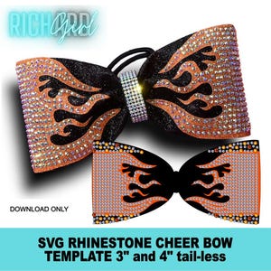 Flames Cheer Bow Design SVG format Rhinestone template