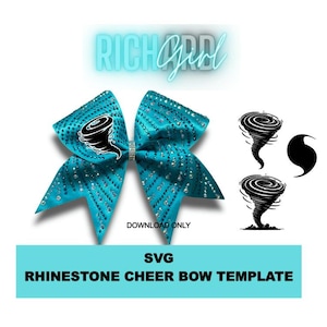 Modèles de conception Tornado Cheer Bow au format SVG avec strass Hurricane Storm