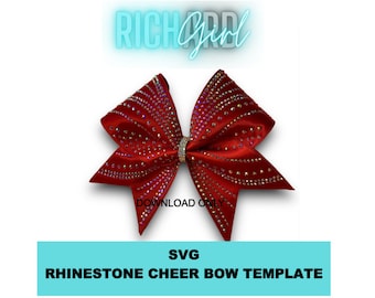 Curved Burst Cheer Bow Design Rhinestone template in SVG format  with matching sublimation file sold separately
