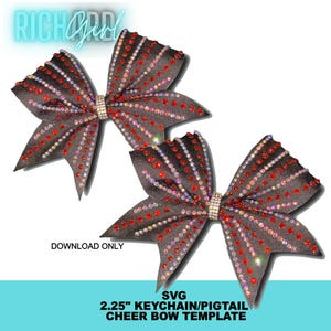 2.25" Keychain or Pigtail "Burst" Cheer Bow Design in SVG format