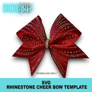 Curved Burst Cheer Bow Design Rhinestone template in SVG format  with matching sublimation file sold separately