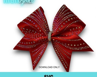 Curved Burst Cheer Bow strass ontwerpsjabloon in SVG-indeling met bijpassend sublimatiebestand wordt apart verkocht