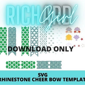 Cheer bow rhinestone template SVG mermaid dragon