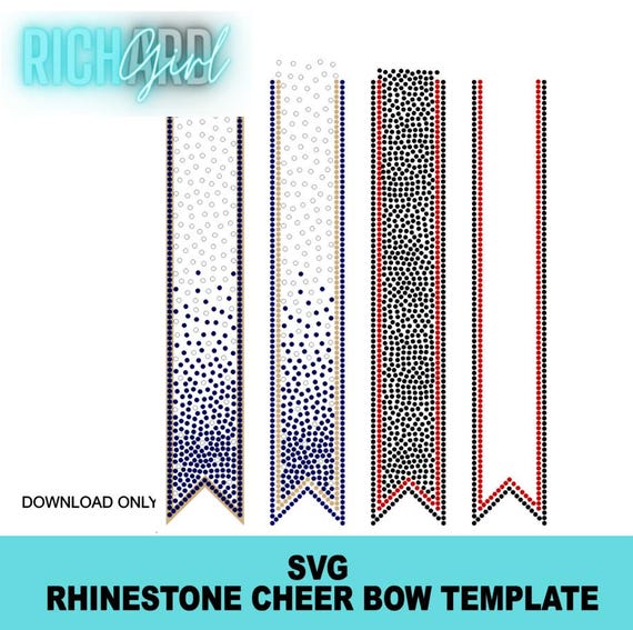 College 2.25" Ombre scatter rhinestone cheer bow design in SVG format (Digital Download)