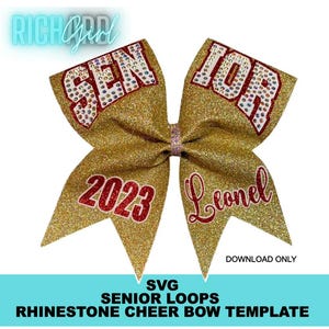 Cheer bow rhinestone template SVG format for Senior bow or Senior sash