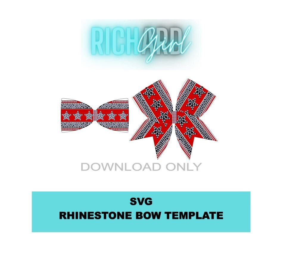 Star Cheer Bow Template Rhinestone Design SVG Tailless and With Tails