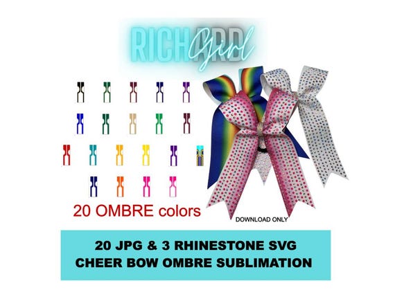 1.5" Waterfall Rhinestone Cheer Bow Design with SVG and 20 JPG sublimation files included