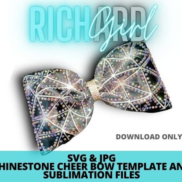 Cheer bow design 'Tail-less Gemstone' rhinestone template in SVG format 3 inch and 4 inch