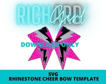 Cheer bow rhinestone template SVG Lightening storm