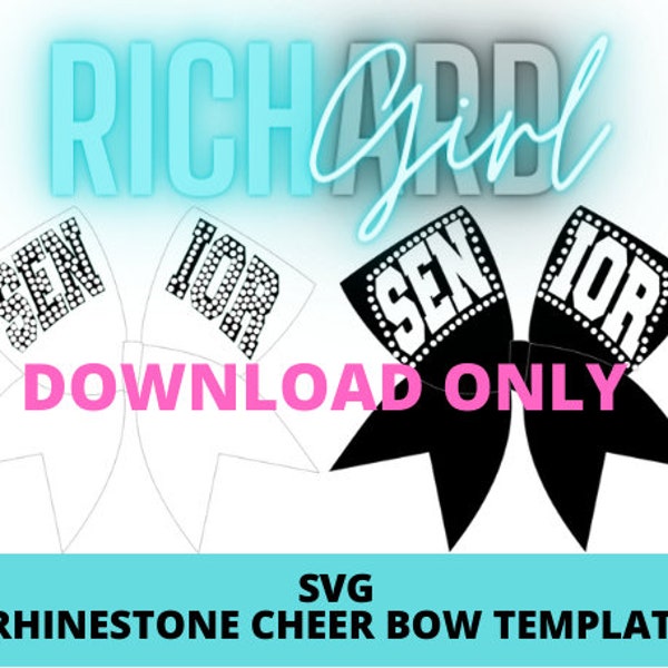 Cheer bow rhinestone template SVG format for Senior bow or Senior sash