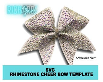 CHEER BOW DESIGN svg-indeling Cheer Bow strass-sjabloon "Starlette" spreidingspatroon en omtrek