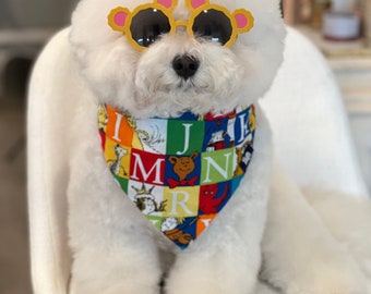 Dog Bandana,  Alphabets Bandana,  Bichon dog bandana, 100% Cotton, Pet accessories, Pet Neckwear, Bandana for pet, Dog bandana