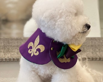 Mardi Gras dog cape, Mardi Gras cape, Mardi Gras Day, Bichon dog cape, dog Cape, Pet capes, Gift for pet, pet mom, Mardi Gras, fleur-de-lis