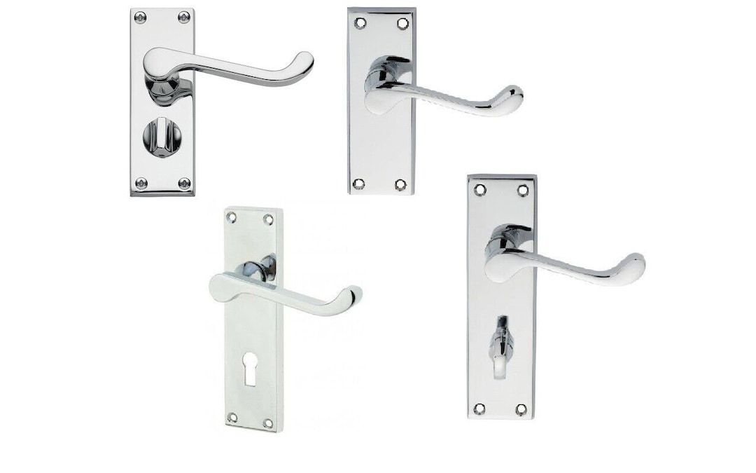 Polished Chrome Door Lever Handles Lock Latch Privacy or Etsy UK