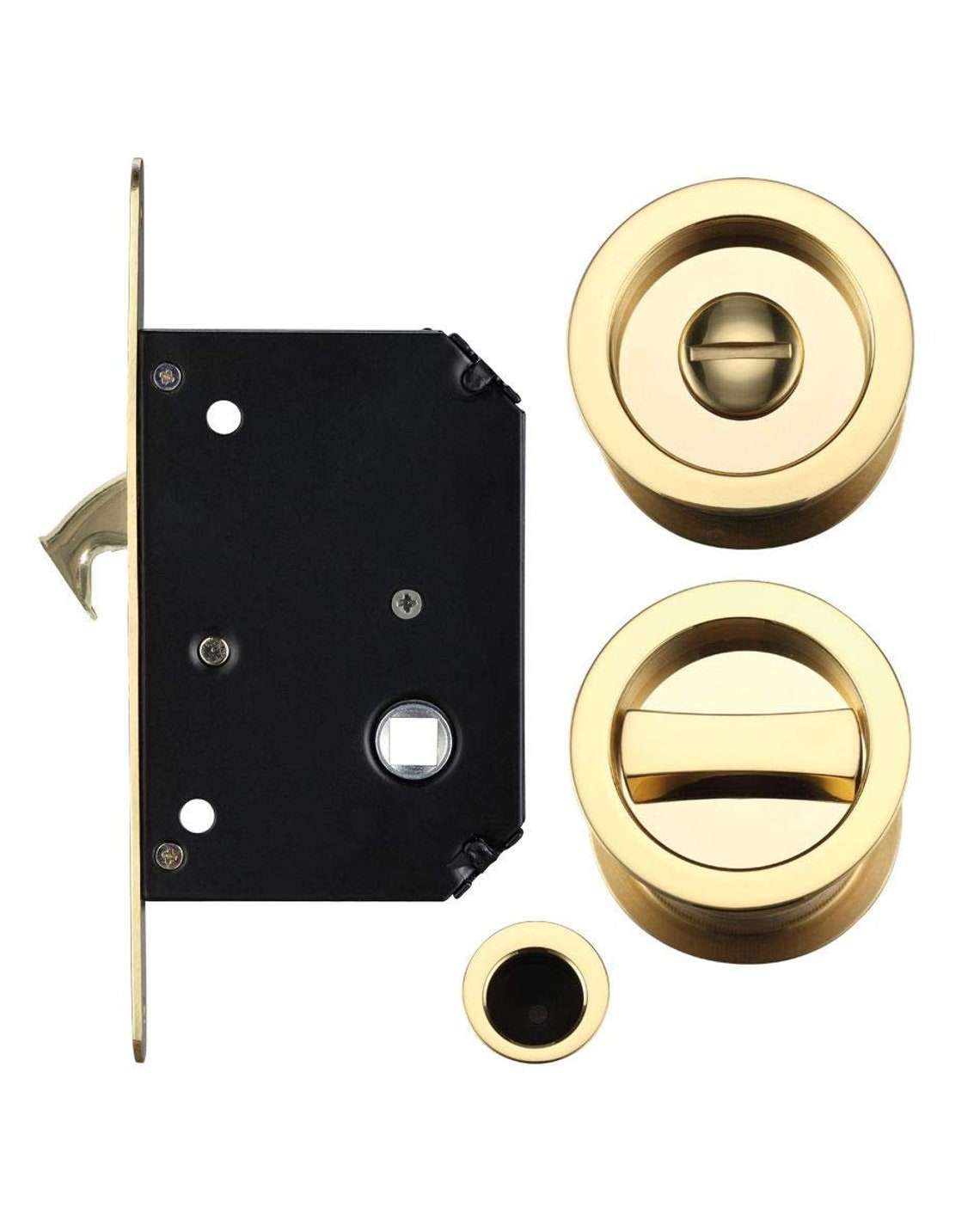 Sliding Pocket Door Bathroom Privacy Lock Set polished Brass - Etsy