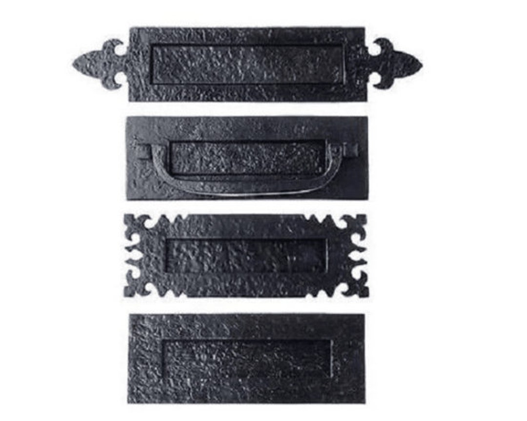 Cast Iron Postal Door Knocker Letter Box Plate Black Antique Heavy Duty