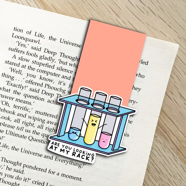 test tube rack bookmark, science pun book mark, scientist page keeper, chemistry pun, laboratory glassware, science student gift