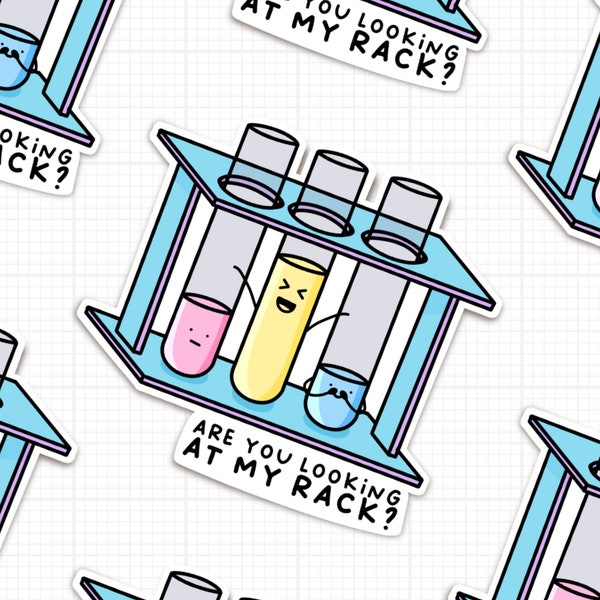 Test tube rack sticker, cute chemistry decal, science laptop sticker, scientist vinyl sticker, laboratory sticker, gift for science student