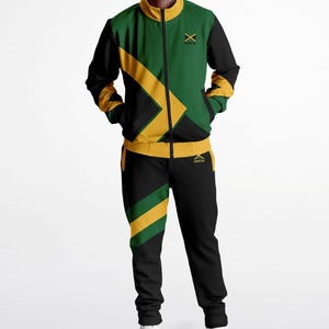Jamaica Tracksuit for Men and Women Jamaica Sweatsuit Reggae Athletic Sweater Black Green Gold Jogger Set Jamaican Jacket Top Size to 4XL