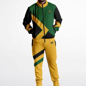 Jamaica Tracksuit for Men and Women Jamaica Sweatsuit Reggae Athletic Sweater Black Green Gold Jogger Set Jamaican Jacket Top Size to 4XL