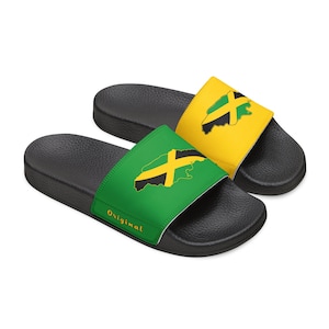 Claquettes drapeau de la Jamaïque lanières interchangeables Claquettes Yaadie pour hommes Jaune vert noir Chaussures reggae Claquettes de plage Sandales confort Tongs