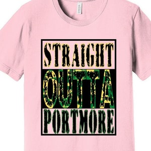 Jamaica Shirt - &quot;Straight Outta Portmore&quot; Jamaican Saying / Slang | Jamaican Color | Unisex Tee | Personalize with your own Parish