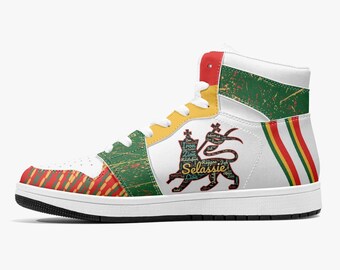 Rasta Shoes Lion of Judah Mesh Sports Sneakers Streetwear Jah Stylish Unisex Reggae Trainers Gym Sneakers Jamaican Custom Basketball White