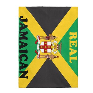 Jamaica Flag Plush Blanket | Jamaican Blanket | Jamaica Saying | Jamaican Airbnb Decor | Jamaica Fleece Blanket | Housewarming Gift | Soft