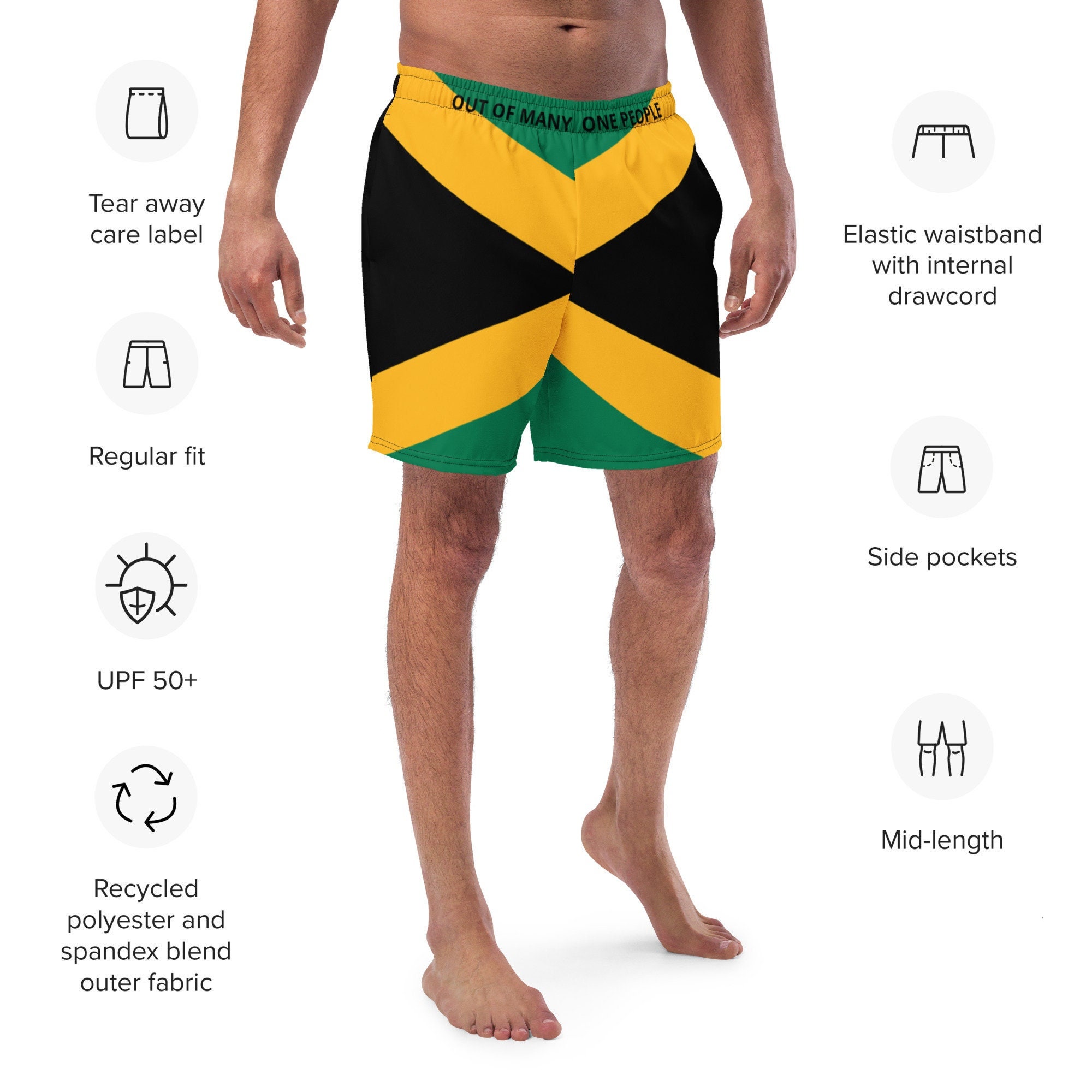 Jamaica Men's Swim Trunks Athletic Shorts Jamaican Flag Etsy