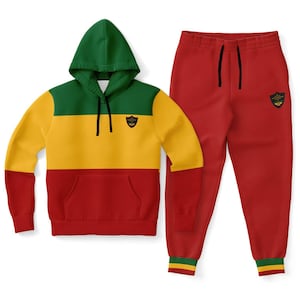 Rasta Pull Over Hoodie Jogger Set for Men and Women Lion Of Judah Tracksuit Reggae Stripes Jacket Rastafari Selassie Coat Size to 4XL Cotton