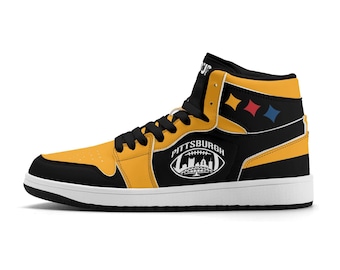 Pittsburgh Football Team Shoes for Men & Women Team Themed Football Sport Shoes Custom Football Sneakers Pittsburgh Sneakers Pittsburgh Gift