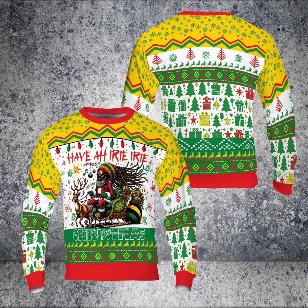Unique Rastafarian Ugly Christmas Sweater Handmade Jamaican Holiday