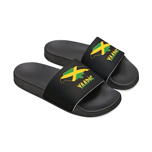 Claquettes drapeau de la Jamaïque lanières interchangeables Claquettes Yaadie pour hommes Jaune vert noir Chaussures reggae Claquettes de plage Sandales confort Tongs