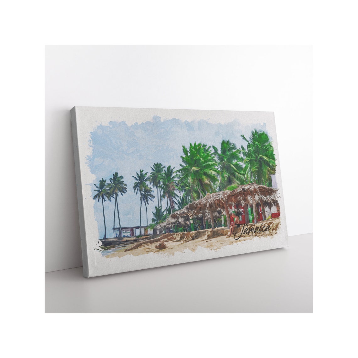 Jamaican Wall Art Beach Side Hut Wall Painting Wall Decor Etsy