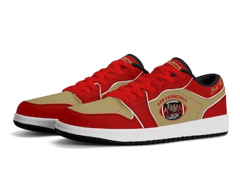 San Francisco Football-Fanschuhe, rot-goldene Sneaker für Damen und Herren, Schuhe mit Bay Area-Fan-Flair, Geschenkidee für den Spieltag in Kalifornien, Geschenkidee für SF-Fans